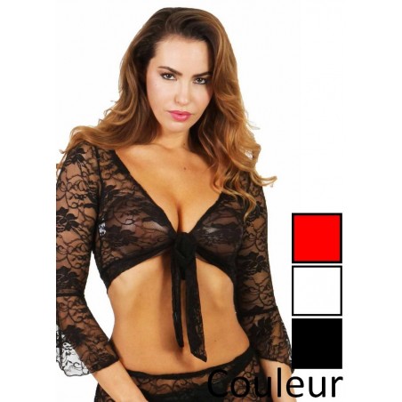 Top sexy en dentelle noir pour femme