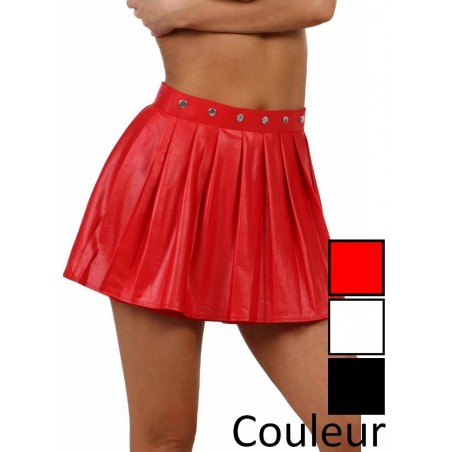 Jupe magique Kilt plissé wetlook rouge,noir,blanc