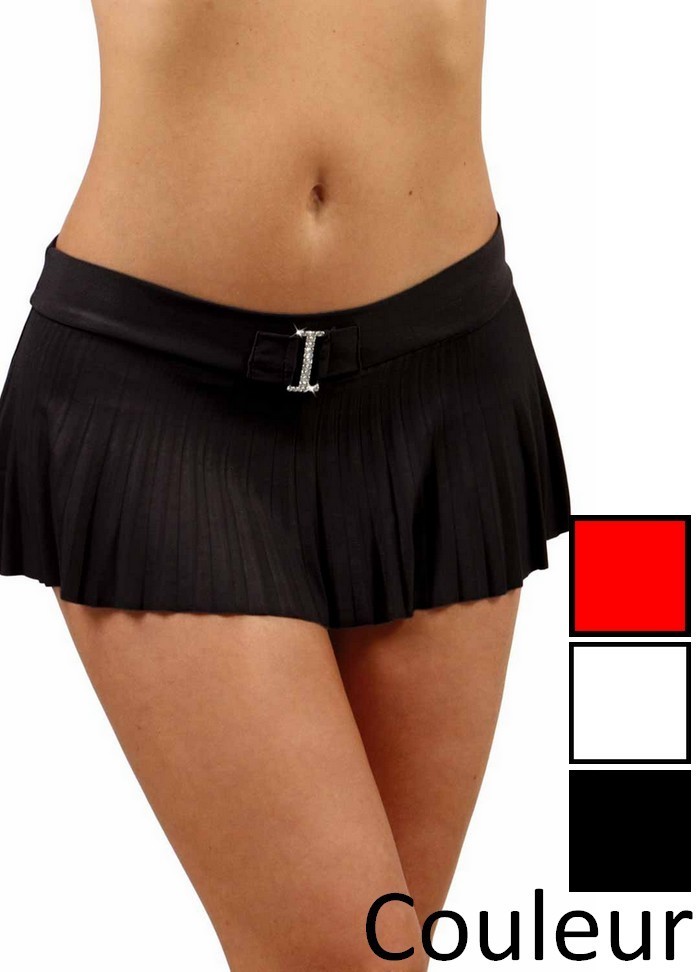 Mini jupe plissée noir courte avec short intégré