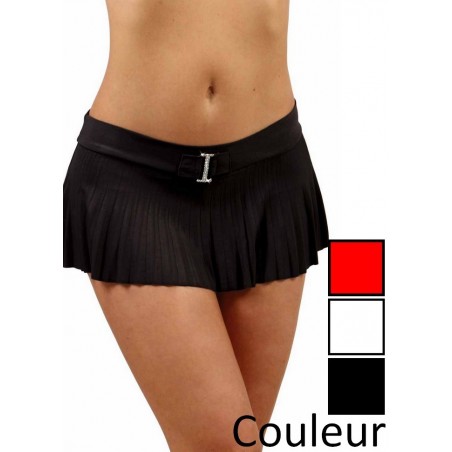 Mini jupe plissée noir courte avec short intégré