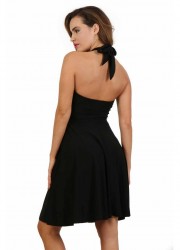 Robe chic et sexy noir avec dos nu, tenue de soirée pas cher pour femme