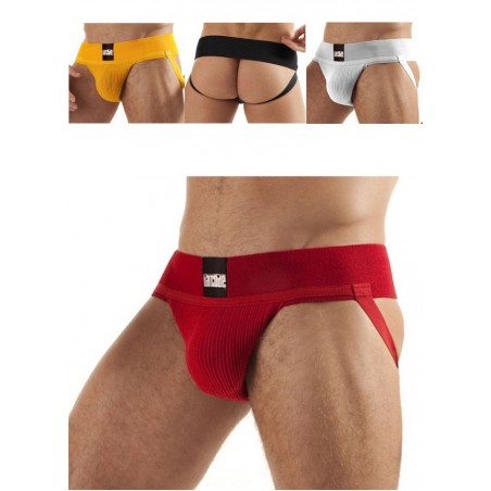 Barcode Jock Strap Sergey Basic jaune-noir-rouge-blanc