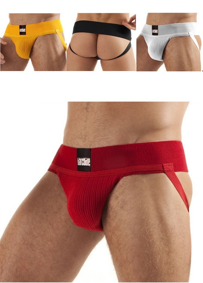 Barcode Jock Strap Sergey Basic jaune-noir-rouge-blanc