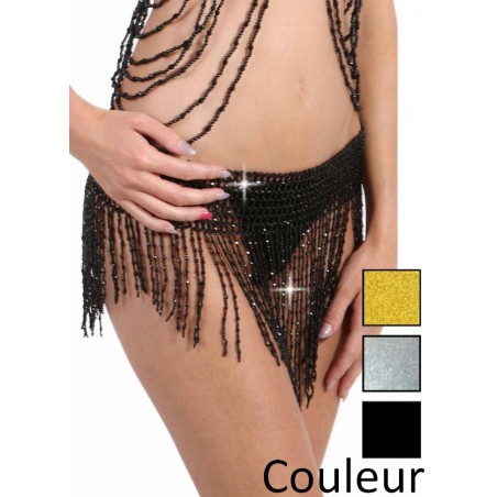 Jupe perles style paréo en perle noires