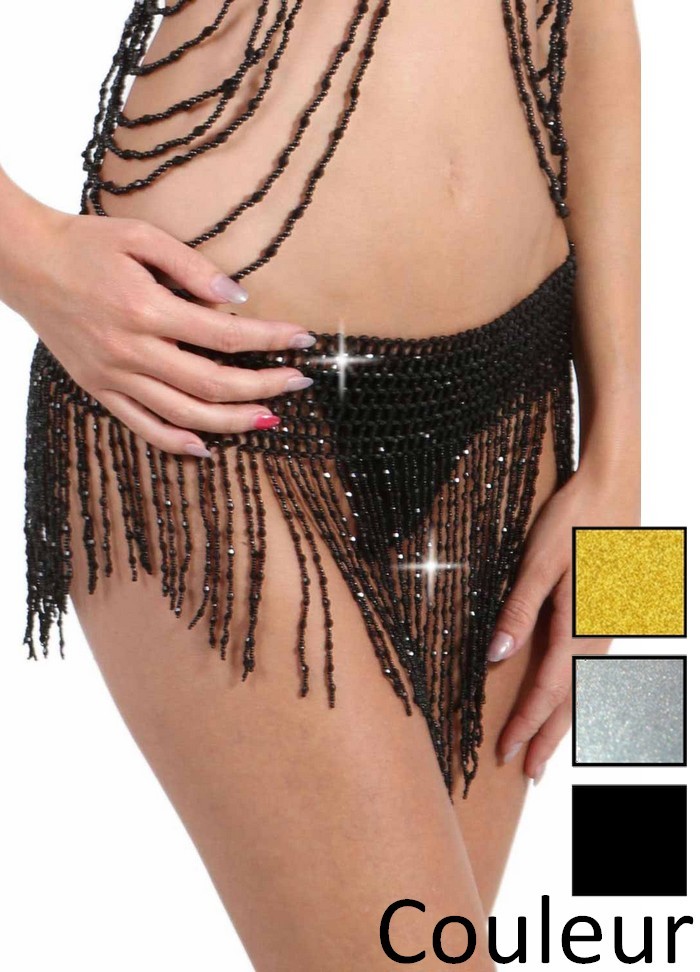 Jupe perles style paréo en perle noires