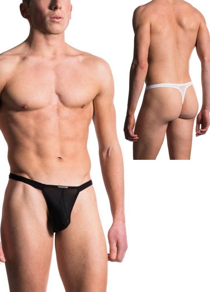 ManStore M101-String homme bungee noir-blanc