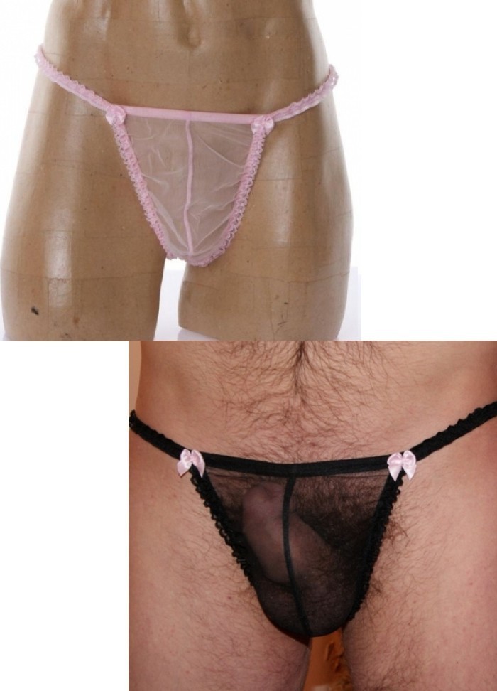 FoliesbyRenaud String homme travesti Bonbon  noir-rose