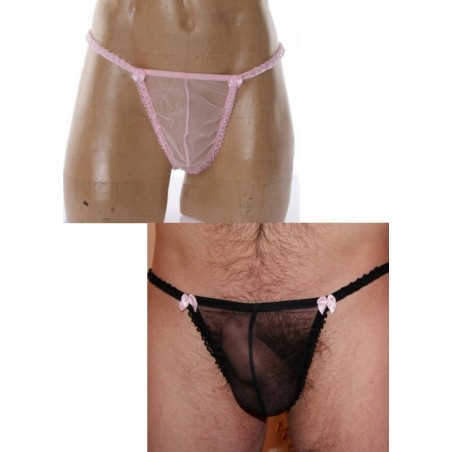 FoliesbyRenaud String homme travesti Bonbon  noir-rose