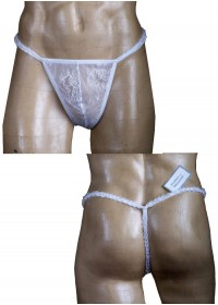 FoliesbyRenaud Glamour String homme travesti dentelle blanc