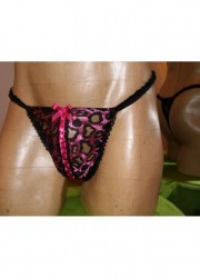 FoliesbyRenaud String homme dentelle Burlesque Noir - fushia