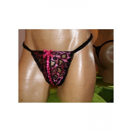 FoliesbyRenaud String homme dentelle Burlesque Noir - fushia