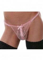 FoliesbyRenaud String homme Emma dentelle rose face