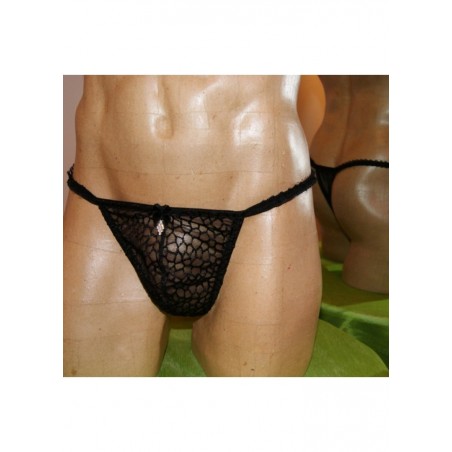 FoliesbyRenaud String homme dentelle Julia  noir & strass