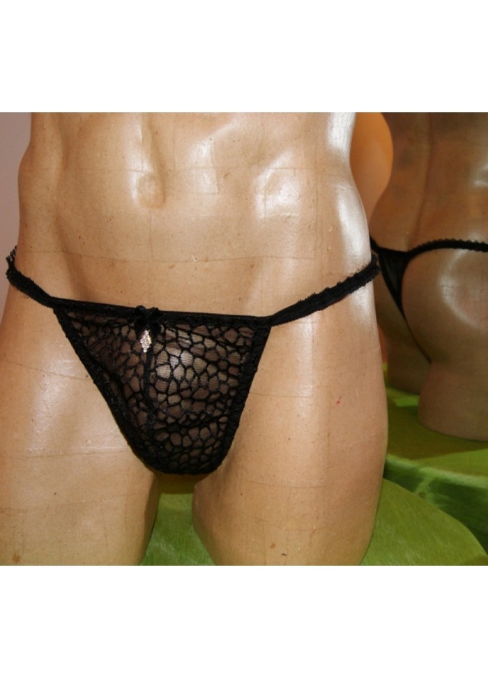 FoliesbyRenaud String homme dentelle Julia  noir & strass