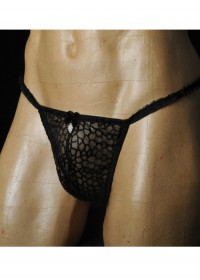 FoliesbyRenaud String homme dentelle Julia  noir & strass face