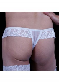 FoliesbyRenaud Glam'chic String homme travesti dentelle  blanc fesses