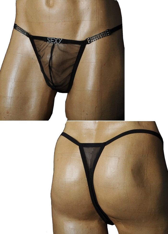 FoliesbyRenaud String Sexy homme travesti en tulle noir & strass