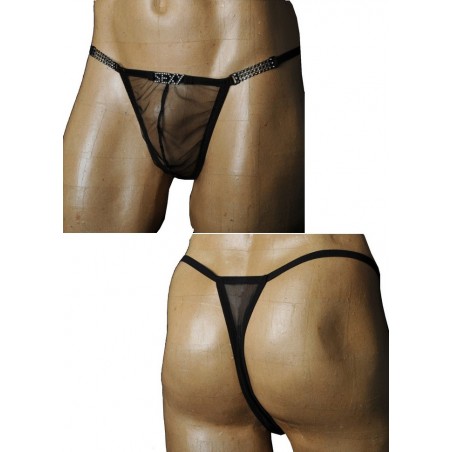 FoliesbyRenaud String Sexy homme travesti en tulle noir & strass