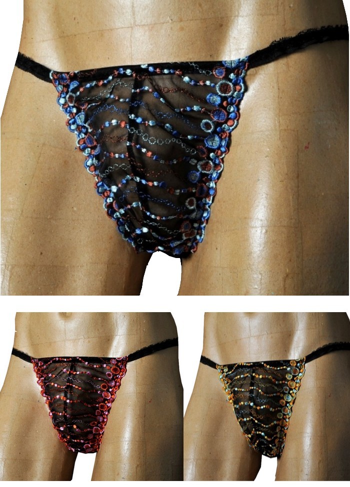 FoliesbyRenaud String homme travesti dentelle Kelly  bleu