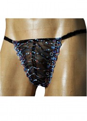 FoliesbyRenaud String homme travesti dentelle Kelly  bleu