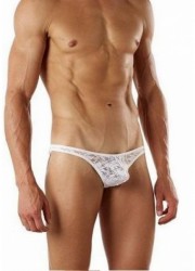 Goodevil 7012-String homme Lace Thong dentelle  blanc