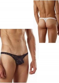 Goodevil 7012-String homme Lace Thong dentelle  noir-blanc