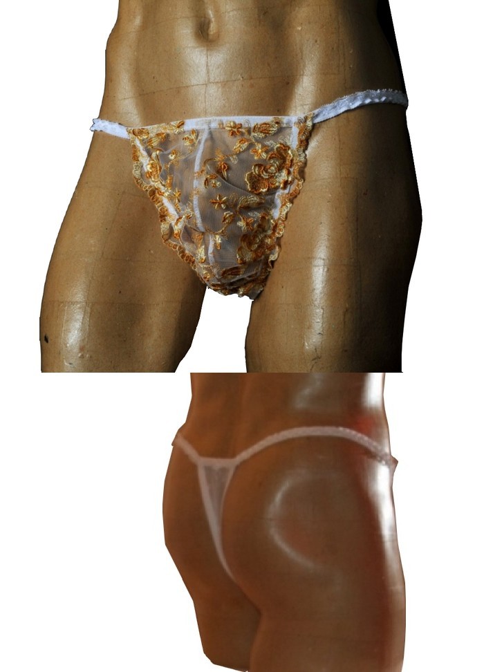 FoliesbyRenaud String homme dentelle Eve jaune