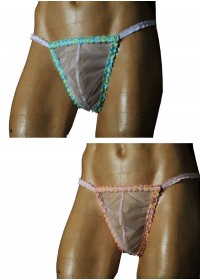 FoliesbyRenaud String homme dentelle Fergie rose-bleu-sophielibertine