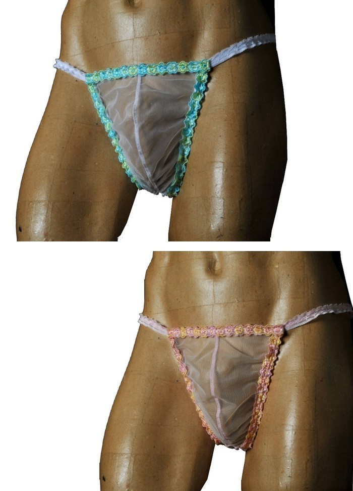 FoliesbyRenaud String homme dentelle Fergie rose-bleu-sophielibertine