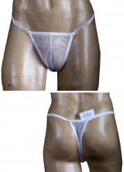 sophielibertine String homme travesti tulle blanc avec strass