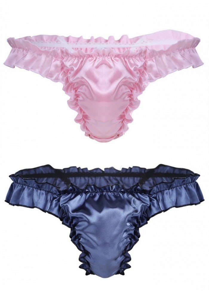 String homme travesti Princess Sissy satin  rose-bleu