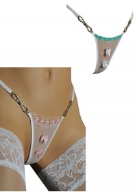 FoliesbyRenaud Mini string femme Virginie rose-turquoise