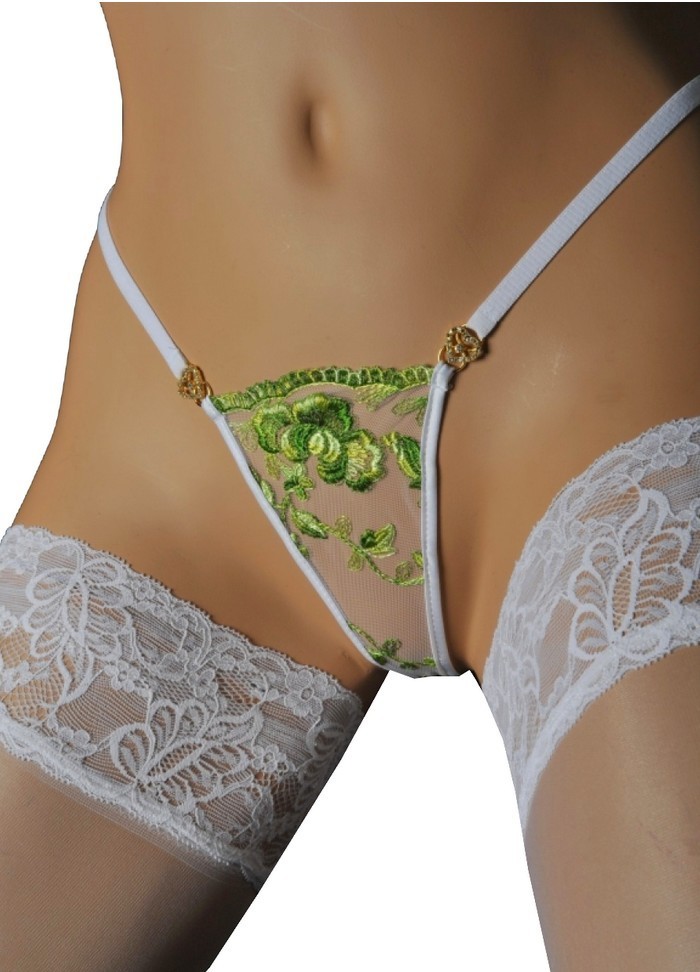 FoliesbyRenaud Mini string femme Eve vert blanc