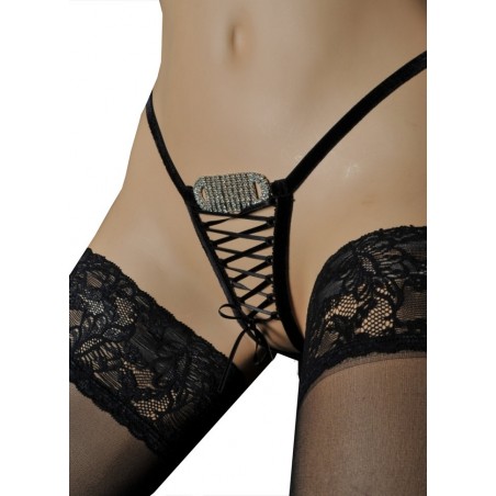 FoliesbyRenaud Mini string ouvert Angelina noir sophie libertine