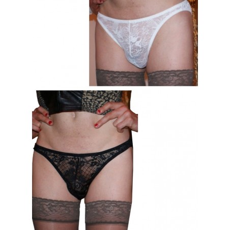 FoliesbyRenaud Culotte homme dentelle  noir-blanche