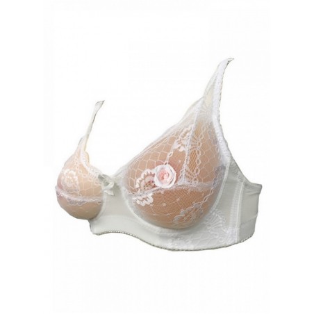 Soutien gorge pour prothèses seins silicone dentelle blanche