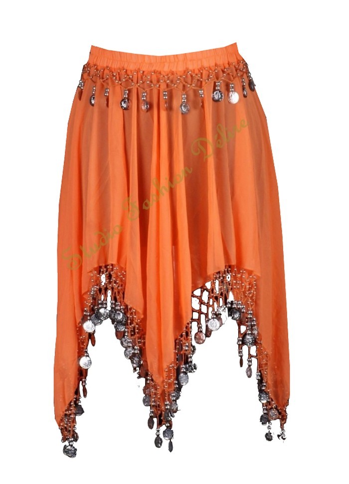Oriental Jupe courte sequins or orange