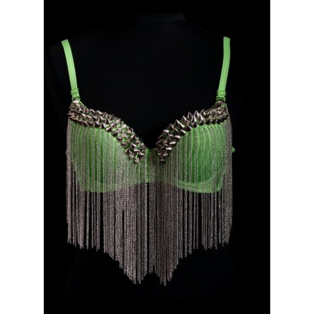 Oriental Soutien gorge vert anis pics et chaines metal