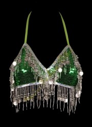 Oriental Soutien gorge vert tour de cou sequin argent