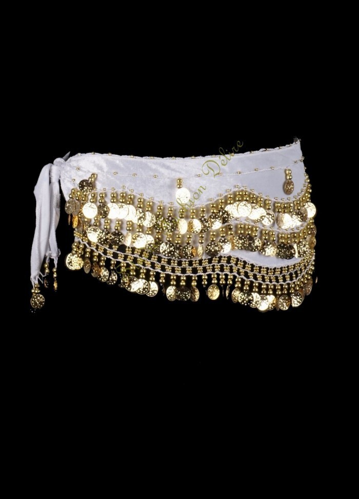 Oriental ceinture velours blanc sequins  Argent