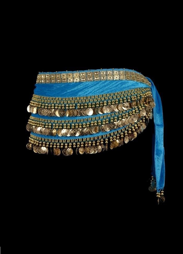 Oriental ceinture velours turquoise sequins  Argent