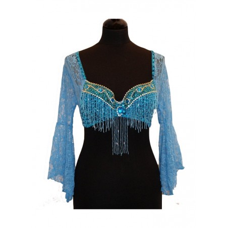 Oriental Soutien gorge avec manches dentelle turquoise