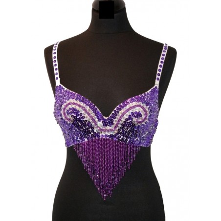 Oriental Soutien gorge perles tourbillons violet