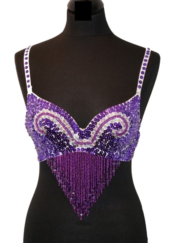 Oriental Soutien gorge perles tourbillons violet