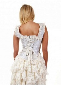 Burleska Jasmin Corset bretelles brocard bleuté dentelle crème