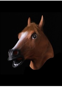 Masque latex adulte animaux tete cheval marron