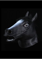 Masque latex adulte animaux tete cheval noir