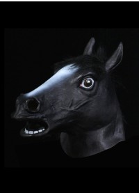 Masque latex adulte animaux tete cheval noir