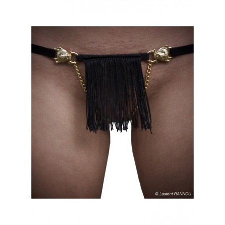 FoliesbyRenaud Mini string femme ouvert entre jambes boucles Lion