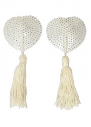 Nippies sexy à sequins blanc avec pompons